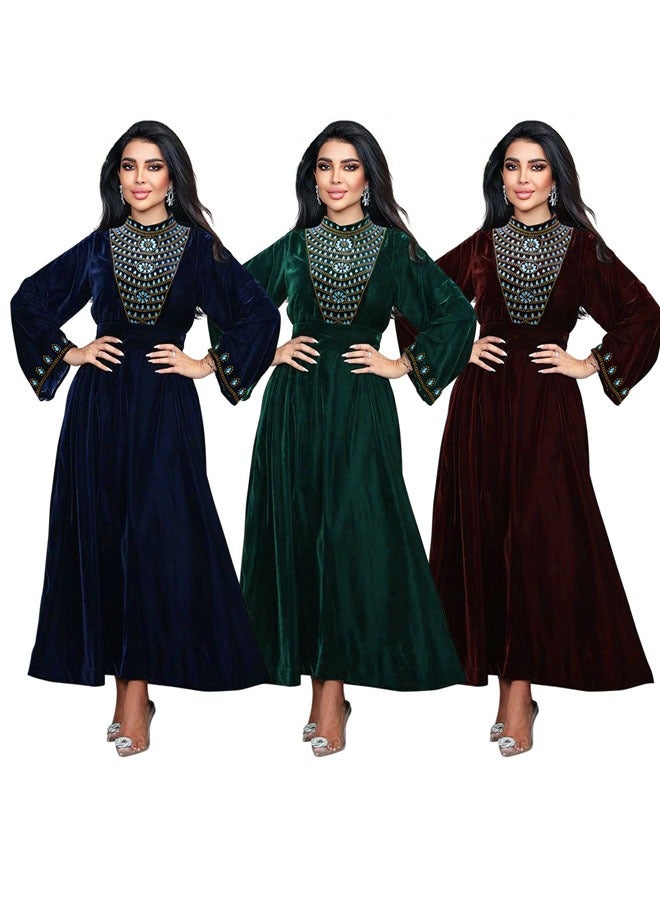 Muslim Lng Sleeve Evening Maxi Dress Blue  - Image 2