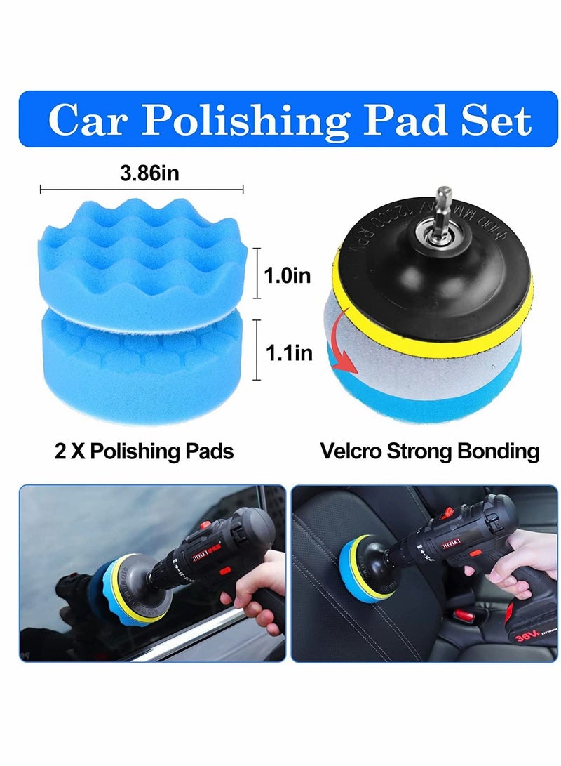 شو وو Car Detailing Brush Set, Kit, 26 Pcs Auto Drill Brushes, Buffing Sponge Pads Cleaning Tools Kit for Interior, Exterior, Wheels, Dashboard - Image 5