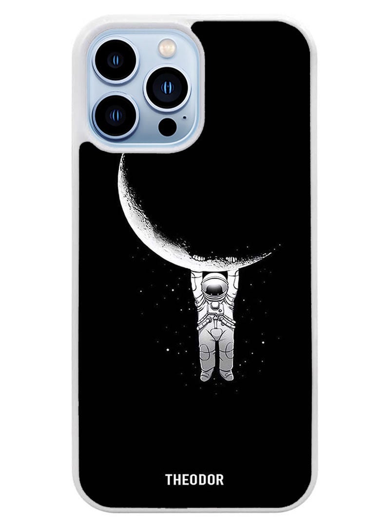 Theodor Protective Case Cover For APPLE IPHONE 14 Pro Max Astronaut & Moon(White Bumper) - Image 1