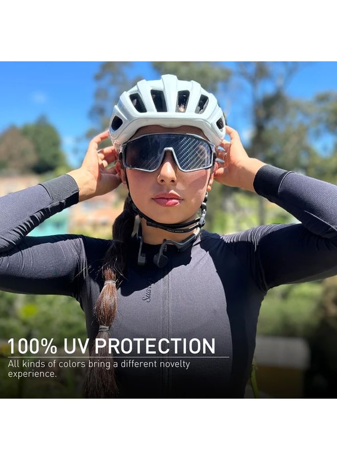 Carbon Fiber Pattern Cycling Glasses Outdoor Sports Waterproof Oleophobic Lens Color 25 - Image 4