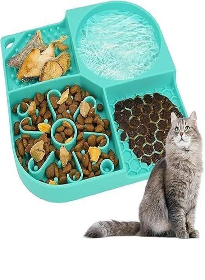 GHINI Pet Lick Mat, Square Silicone Slow Feeder Bowl with Suction Base for Dogs and Cats, Dishwasher Safe, Multicolour - Image 1