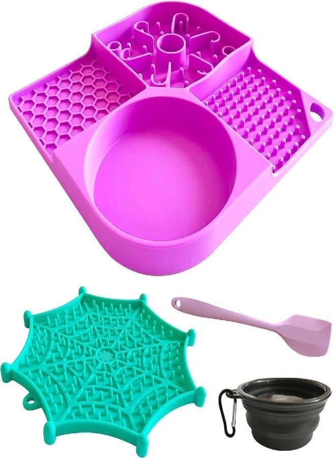 GHINI Pet Lick Mat, Square Silicone Slow Feeder Bowl with Suction Base for Dogs and Cats, Dishwasher Safe, Multicolour - Image 2