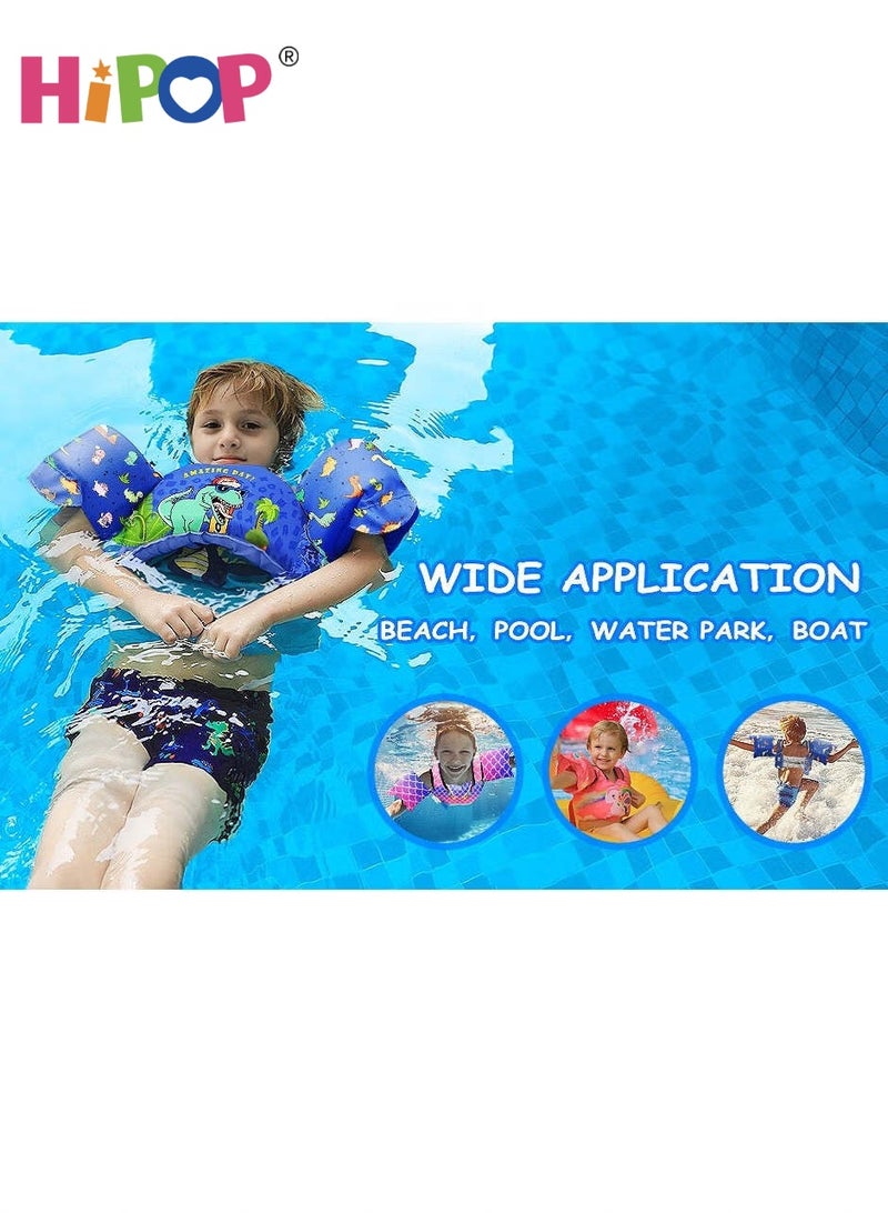HIPOP Kids Swim Vest Life Jacket for 30-60 Lbs Boys and Girls,Toddler Floaties with Shoulder Harness Arm Wings for 2-7 Years Old Baby,Swimming Training Aid Children Buoyancy Aid Swim Assistance (Blue) - Image 5