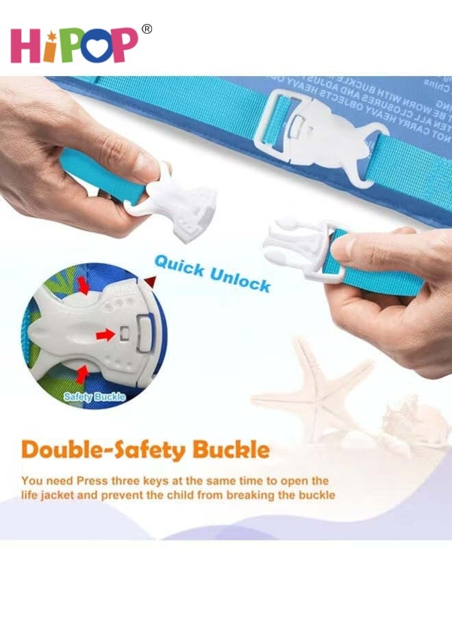 HIPOP Kids Swim Vest Life Jacket for 30-60 Lbs Boys and Girls,Toddler Floaties with Shoulder Harness Arm Wings for 2-7 Years Old Baby,Swimming Training Aid Children Buoyancy Aid Swim Assistance (Blue) - Image 4