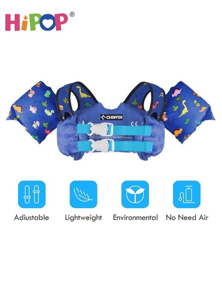 HIPOP Kids Swim Vest Life Jacket for 30-60 Lbs Boys and Girls,Toddler Floaties with Shoulder Harness Arm Wings for 2-7 Years Old Baby,Swimming Training Aid Children Buoyancy Aid Swim Assistance (Blue) - Image 3