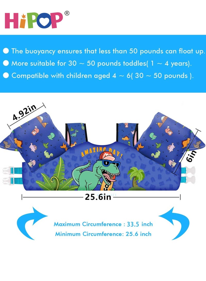 HIPOP Kids Swim Vest Life Jacket for 30-60 Lbs Boys and Girls,Toddler Floaties with Shoulder Harness Arm Wings for 2-7 Years Old Baby,Swimming Training Aid Children Buoyancy Aid Swim Assistance (Blue) - Image 2
