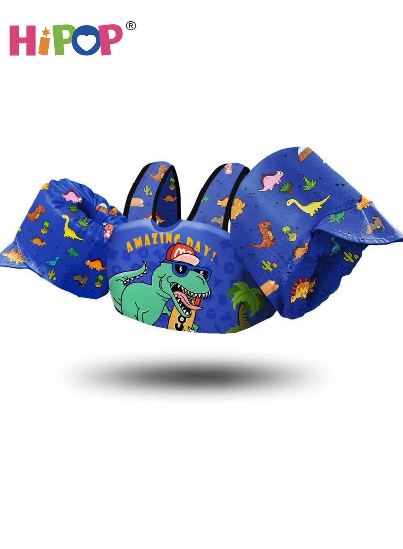 HIPOP Kids Swim Vest Life Jacket for 30-60 Lbs Boys and Girls,Toddler Floaties with Shoulder Harness Arm Wings for 2-7 Years Old Baby,Swimming Training Aid Children Buoyancy Aid Swim Assistance (Blue) - Image 1