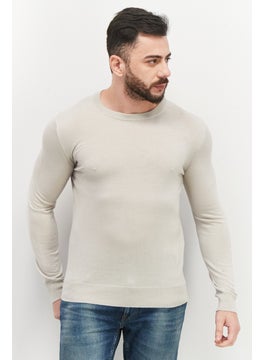 Celio Men Crew Neck Plain Long Sleeves Sweatshirt, Light Grey  - Image 1