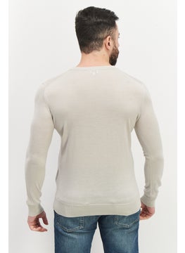 Celio Men Crew Neck Plain Long Sleeves Sweatshirt, Light Grey  - Image 3