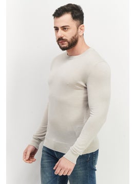 Celio Men Crew Neck Plain Long Sleeves Sweatshirt, Light Grey  - Image 4