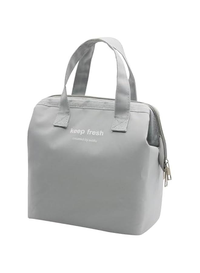 HOOKOR Insulated Lunch Bag Simple Bento Cooler Bag Lunch Tote Bag for Lunch Box for Women Men Adult Picnic Working Hiking Beach (Grey) - Image 1