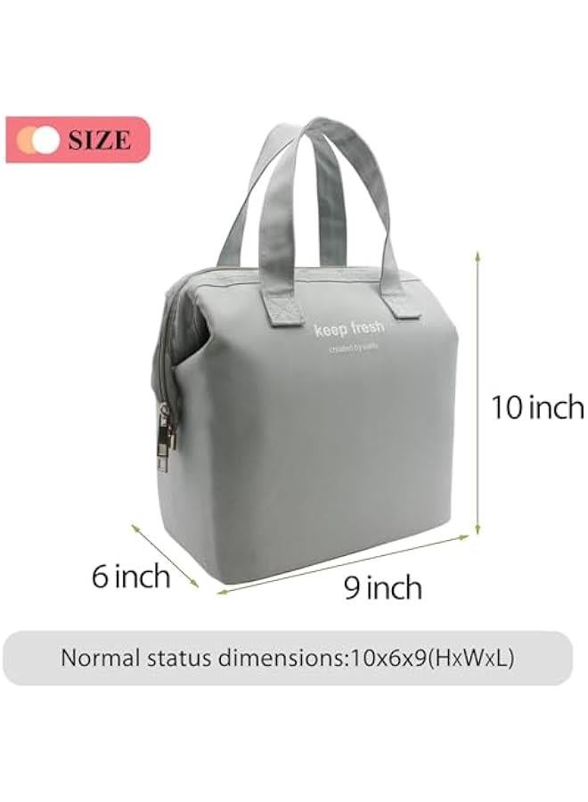 HOOKOR Insulated Lunch Bag Simple Bento Cooler Bag Lunch Tote Bag for Lunch Box for Women Men Adult Picnic Working Hiking Beach (Grey) - Image 4