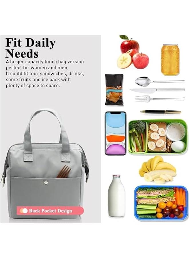 HOOKOR Insulated Lunch Bag Simple Bento Cooler Bag Lunch Tote Bag for Lunch Box for Women Men Adult Picnic Working Hiking Beach (Grey) - Image 5