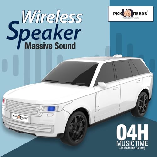 Pick Ur Needs Car Design Wireless Speaker USB/TF Card/FM Support RGB Light 1200mAh Battery 10 W Car Toy Design Bluetooth Speaker (White) - Image 3