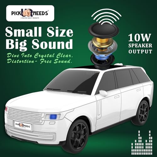 Pick Ur Needs Car Design Wireless Speaker USB/TF Card/FM Support RGB Light 1200mAh Battery 10 W Car Toy Design Bluetooth Speaker (White) - Image 4