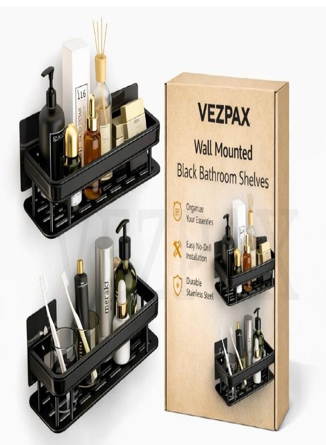 VEZPAX Self Adhesive Bathroom Shelf - Wall Mounted Organizer Rack Holder | No-Drill Wall Shelf Stand for Bathroom Accessories & Toiletries | Strong Adhesive Storage Rack - Image 1