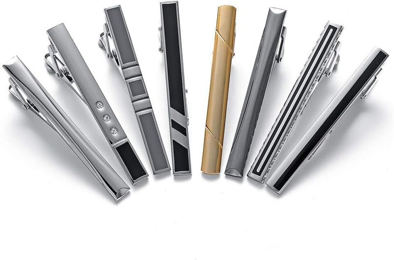 QIMOSHI Tie Clips for men Tie Bar Clip Set for Regular Ties Necktie Wedding Business Tie Pin Clips - Image 1