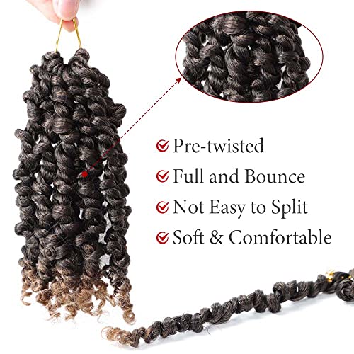 VIOLET Pre-twisted Passion Twist Crochet Hair 6 Inch 9 Packs Passion Twist Hair Pre Looped Ombre Blonde Short Passion Twist Hair Crochet Braids Hair Extensions（T27,6 Inch,9 Packs） - Image 5