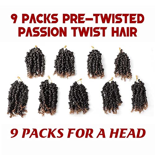 VIOLET Pre-twisted Passion Twist Crochet Hair 6 Inch 9 Packs Passion Twist Hair Pre Looped Ombre Blonde Short Passion Twist Hair Crochet Braids Hair Extensions（T27,6 Inch,9 Packs） - Image 2
