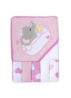 Baby Hooded Towel and Washcloth Set for Infants, Boys and Girls 6-12 Months (Effervescent Elephant)