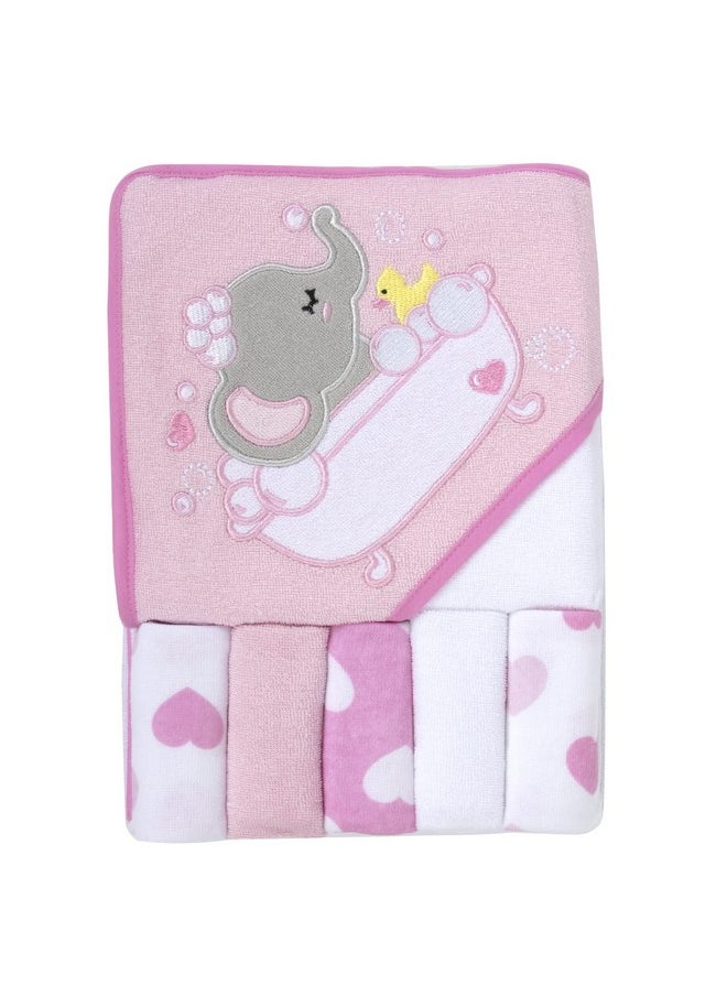 Baby Essentials - Baby Hooded Towel and Washcloth Set for Infants, Boys and Girls 6-12 Months (Effervescent Elephant) - Image 1
