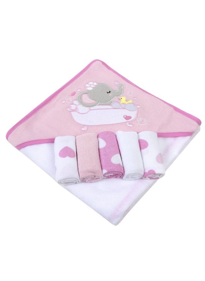Baby Essentials - Baby Hooded Towel and Washcloth Set for Infants, Boys and Girls 6-12 Months (Effervescent Elephant) - Image 1