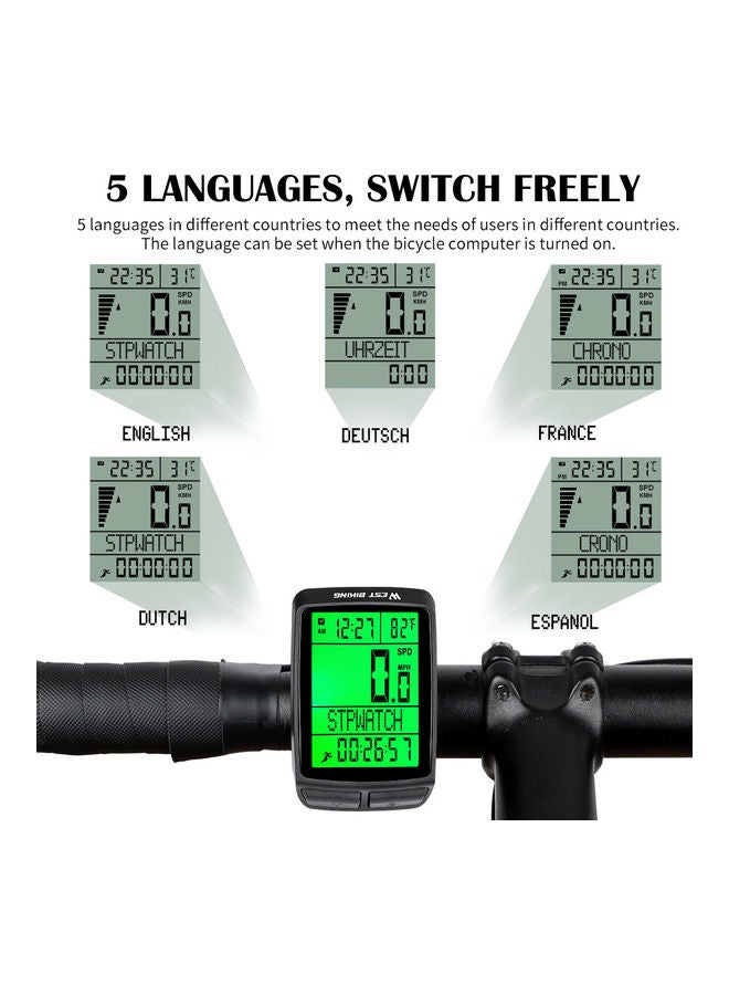 Generic WEST BIKING Five Languages Mountain Bike Road Bicycle Wireless Stopwatch Multifunctional Interface Waterproof Tachometer Riding Equipment Speedometer 12.2*4.5*8.1cm - Image 5