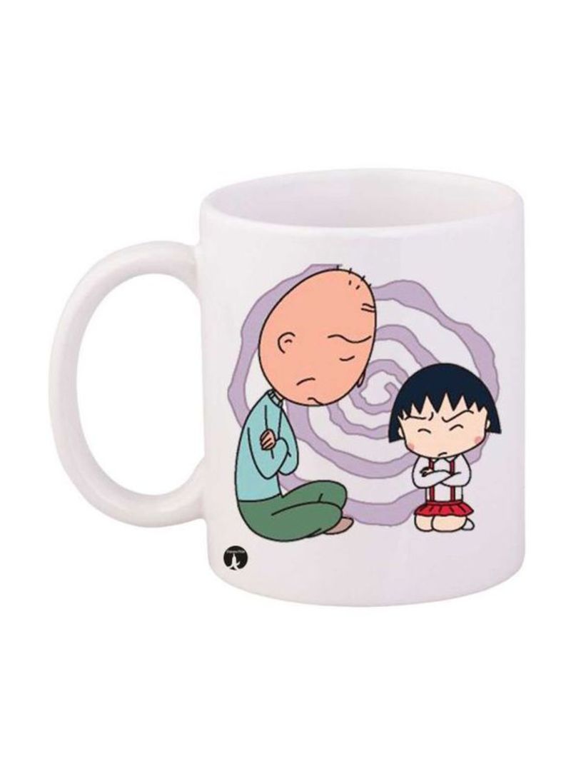 Anime Chibi Maruko Chan Printed Mug White/Blue/Purple Standard Size