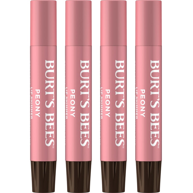 Burt's Bees Shimmer Lip Tint Stocking Stuffers Set, Moisturizing for All Day Hydration with Natural Glowy Pigmented Finish & Buildable Color, Peony (4-Pack) - Image 1