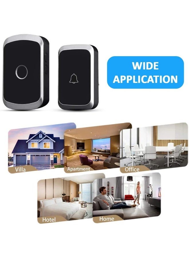 Rubik Wireless Doorbell With 36 Chimes, 4-Level Volume, 300M Range Battery Operated Waterproof Cordless Plug In And Play For Home School Office (Black)  - Image 2