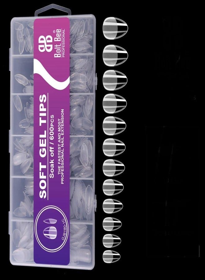 Bolt bee Soft Gel NailTips, Full Cover Clear Soft Nail Tips for Artificial False Nails Extension Nail Salons DIY NailArt with Box, 600PCS (01) - Image 2