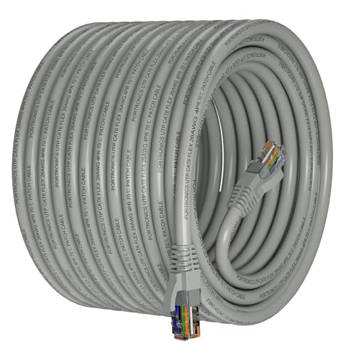 Portronics NetX20 CAT-6 Ethernet Cable 20M, RJ45 to RJ45 LAN Cable, 1000 Mbps Speed, 250 MHz Bandwidth, Copper-Plated Connectors & Copper Clad Wires, Durable PVC Build,for Router,PC,CCTV,Laptop (Grey) - Image 1