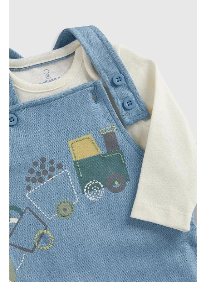 mothercare Train Dungarees and Bodysuit Set