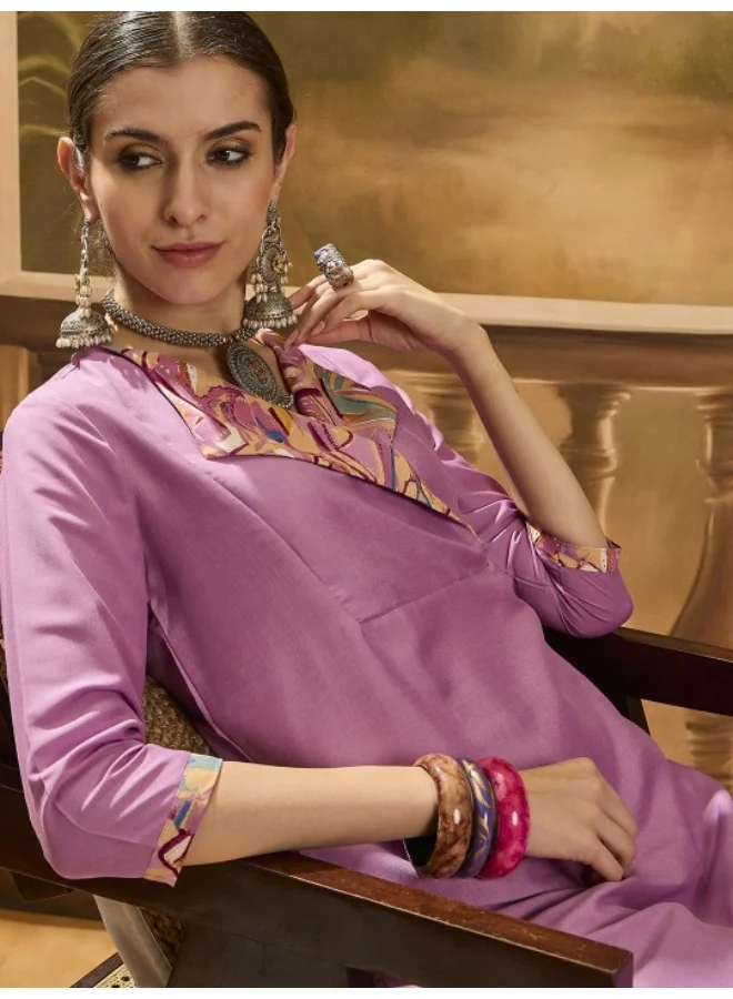 أيه كيه إس Lavender Kurta Set with collar