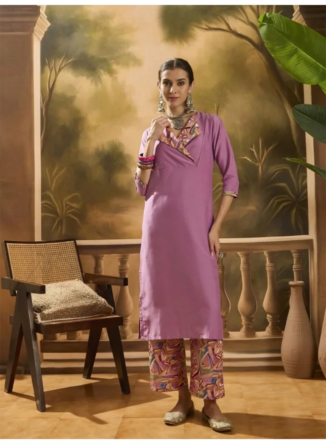 أيه كيه إس Lavender Kurta Set with collar