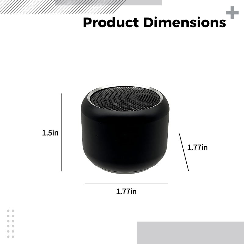 مكبر صوت معدني محمول صغير لاسلكي للصوت المنخفض مع بطارية 300 مللي أمبير أسود - Image 3