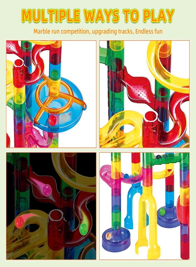 Tucraew Tucrae 224 PCS Marble Runs Toys with Automatic Elevator Glowing Marble Maze Building Set STEM Puzzle Toys for 3 4 5+ Boys & Girls Children's Day, Christmas Easter Gifts(Containing 60 Marbles) - Image 3