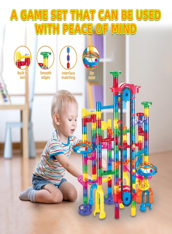 Tucraew Tucrae 224 PCS Marble Runs Toys with Automatic Elevator Glowing Marble Maze Building Set STEM Puzzle Toys for 3 4 5+ Boys & Girls Children's Day, Christmas Easter Gifts(Containing 60 Marbles) - Image 4