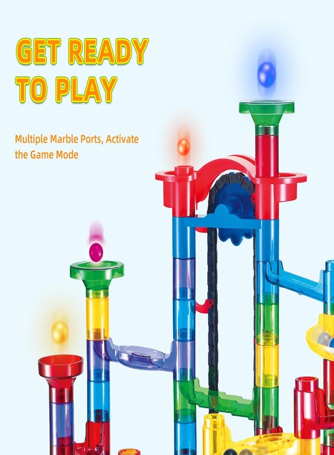 Tucraew Tucrae 224 PCS Marble Runs Toys with Automatic Elevator Glowing Marble Maze Building Set STEM Puzzle Toys for 3 4 5+ Boys & Girls Children's Day, Christmas Easter Gifts(Containing 60 Marbles) - Image 5