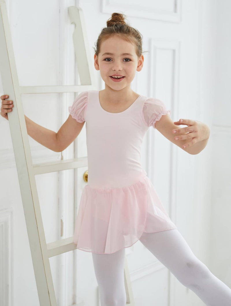 MdnMd Dance Ballet Leotard with Skirt for Girls Kids Ballerina Outfit Costume (Ballet Pink, Age 6-8) - Image 4