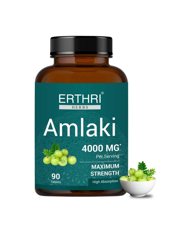 ERTHRI Amalaki Tablet - 4000mg, 90 tablets | Natural Health Booster for Enhanced Hair, Skin, Digestive Health, Metabolism Support | Rich In Vitamin C | Boosts Immunity| - Image 1