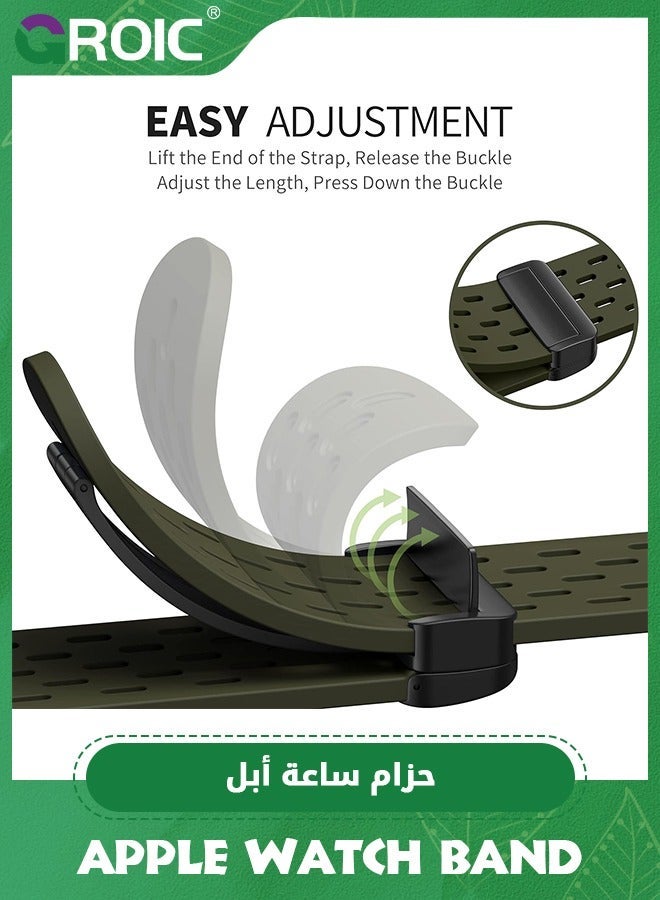 جرويك 2 قطعة حزام رياضي مضاد للتعرق مغناطيسي لساعة Apple Watch، سيليكون قابل للتنفس ومقاوم للماء. متوافق مع iWatch Ultra SE Series 9/8/7/6/5/4/3/2/1، للنساء والرجال، 42 مم 44 45 49 - Image 4