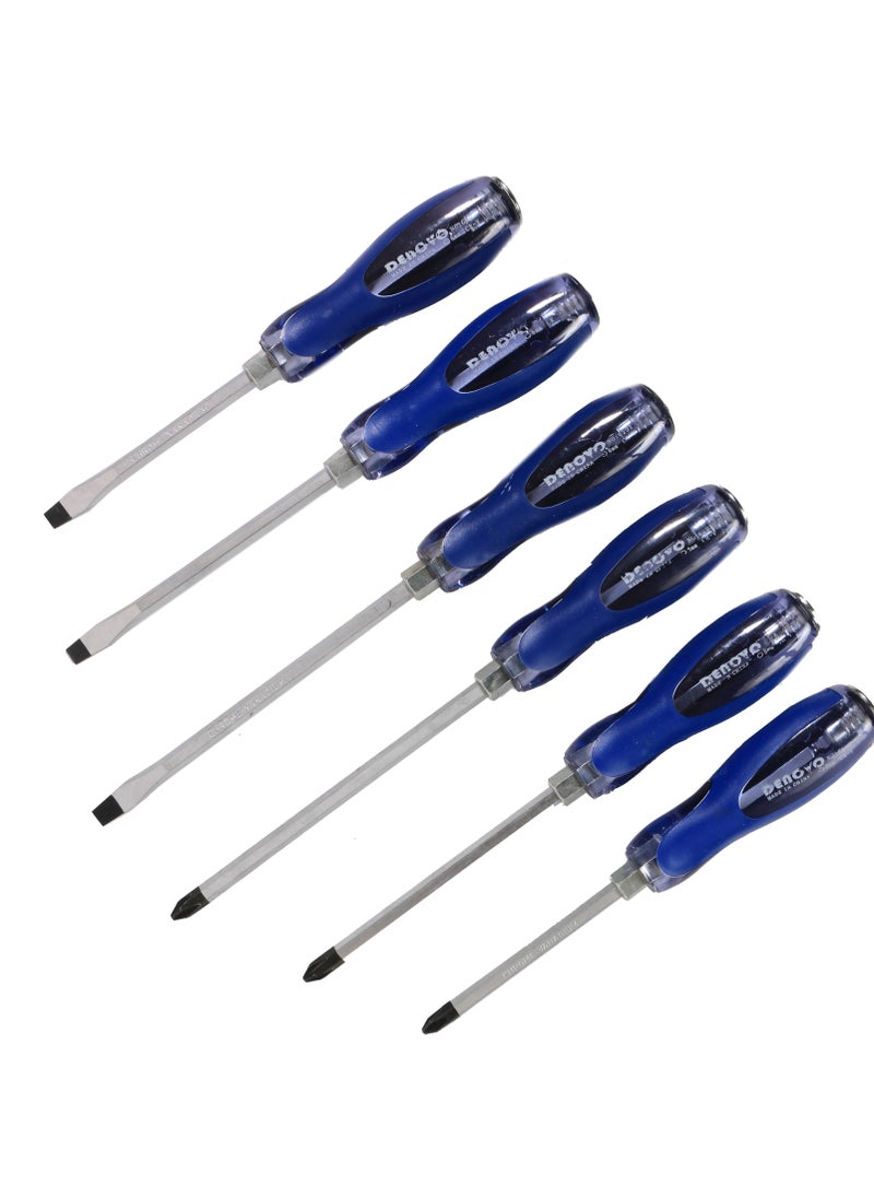 DENOVO 6 pcs Magnetic Screwdriver Set with Hammer Head 3 Phillips 3 Flat Head Slotted  - Image 2