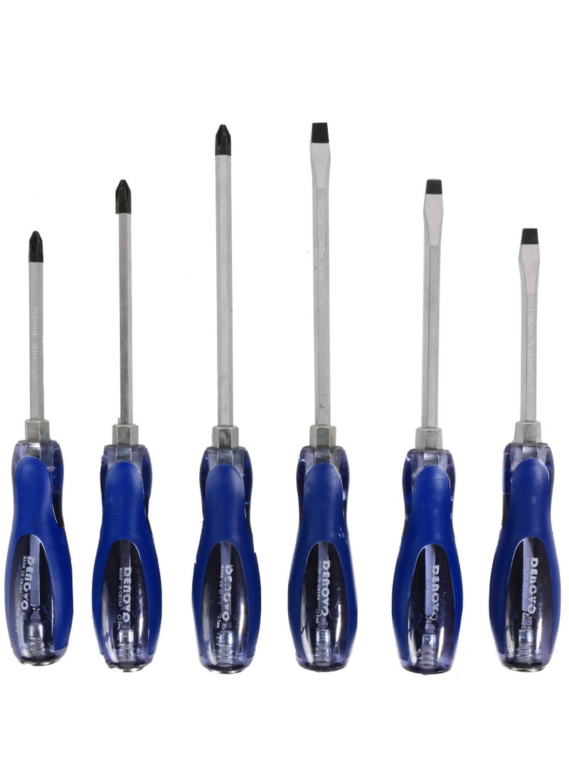 DENOVO 6 pcs Magnetic Screwdriver Set with Hammer Head 3 Phillips 3 Flat Head Slotted  - Image 3