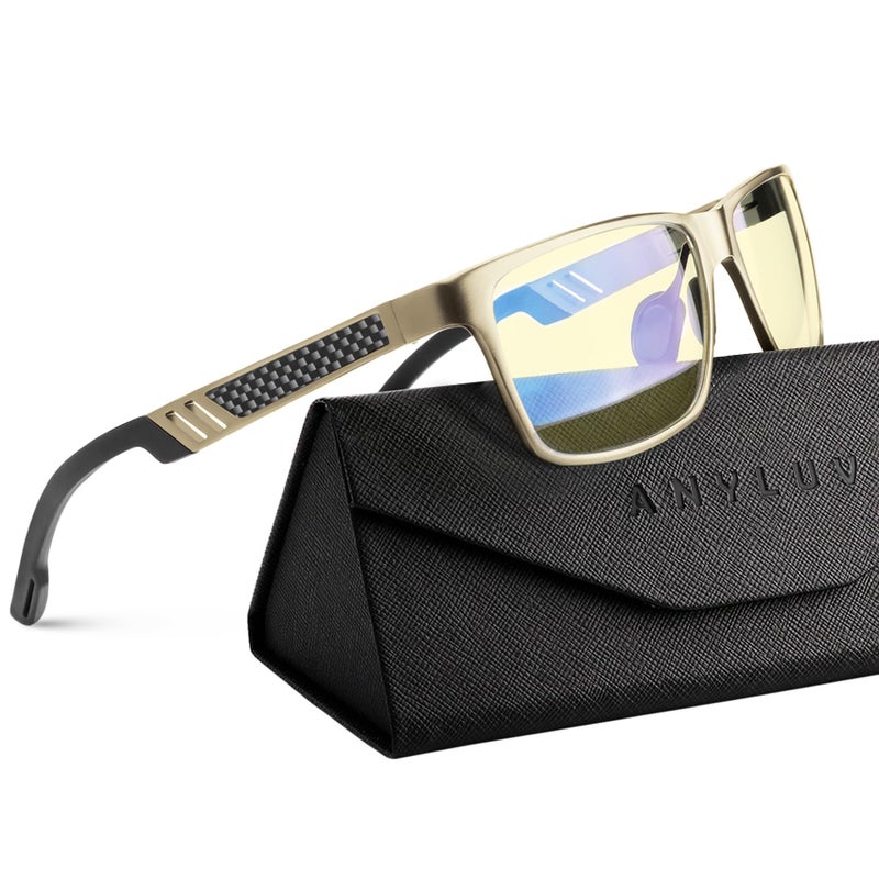 ANYLUV Blue Light Glasses Men, Relieve Eyestrain and Eye Protection, Al-Mg Metal Computer Blue Light Blocking Glasses - Image 1