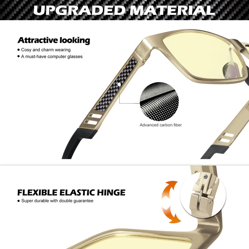 ANYLUV Blue Light Glasses Men, Relieve Eyestrain and Eye Protection, Al-Mg Metal Computer Blue Light Blocking Glasses - Image 3