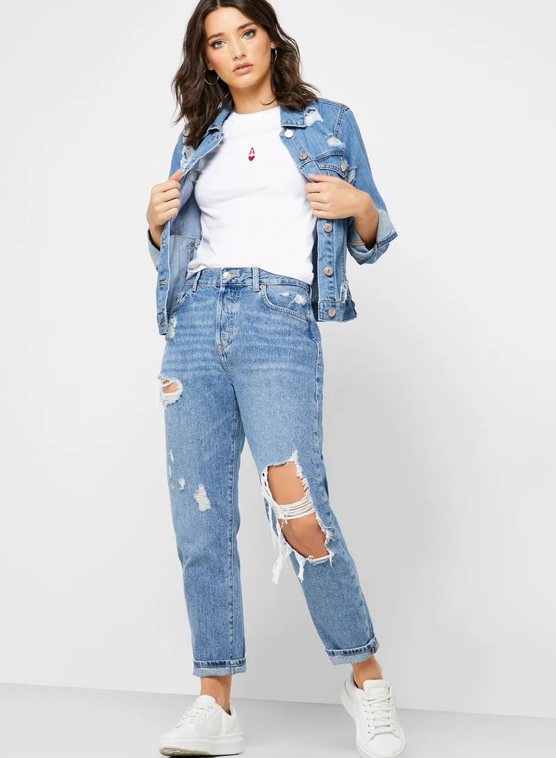 FOREVER 21 Distressed Denim Jacket