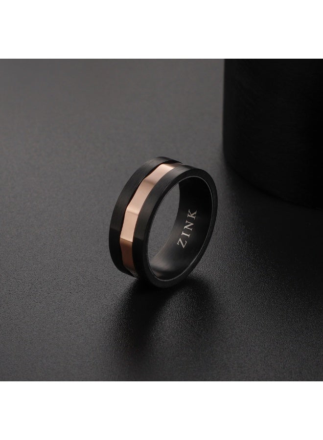 ZINK Men's Stainless Steel Black & Rose Gold Ring | ZJRG037RG-18 - Image 4