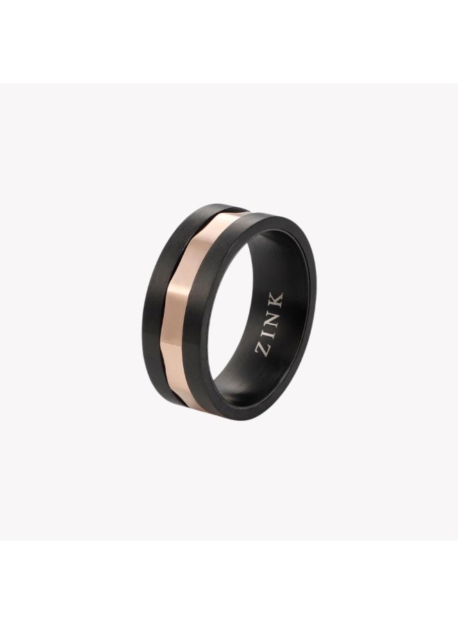 ZINK Men's Stainless Steel Black & Rose Gold Ring | ZJRG037RG-18 - Image 1