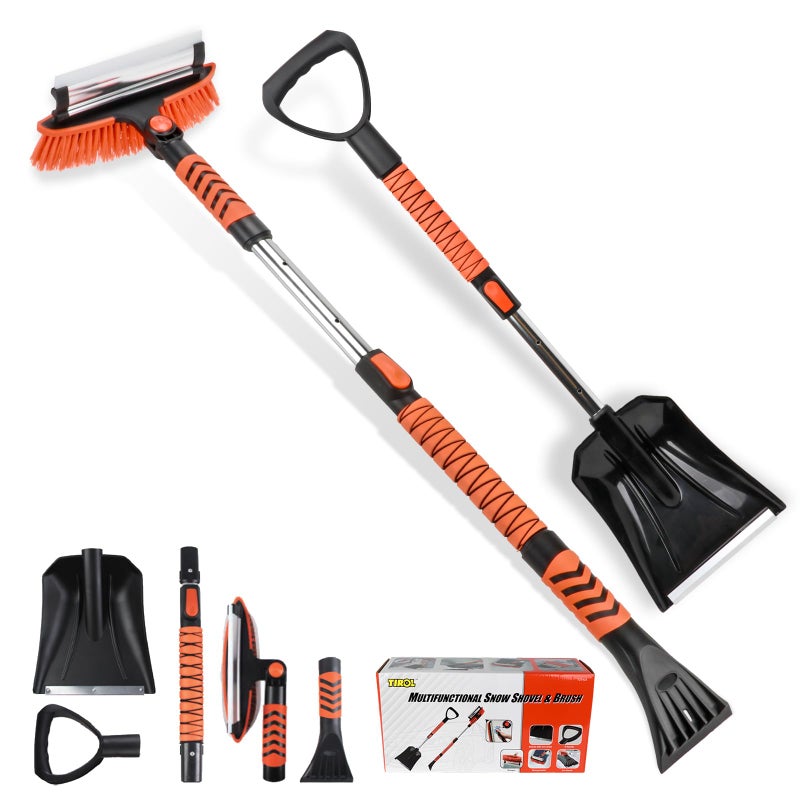 Tirol 42'' Ice Scraper and Extendable Snow Brush Emergency Snow Shovel Snow Broom with Foam Grip 180Â° Pivoting Brush Head Snow Scraper for Cars, Trucks, SUVs, Vehicle - Image 1
